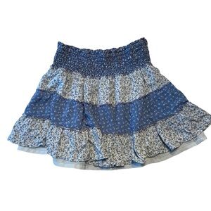 American Eagle Blue Floral Tiered Flowy Mini Skirt Women’s Size Small
